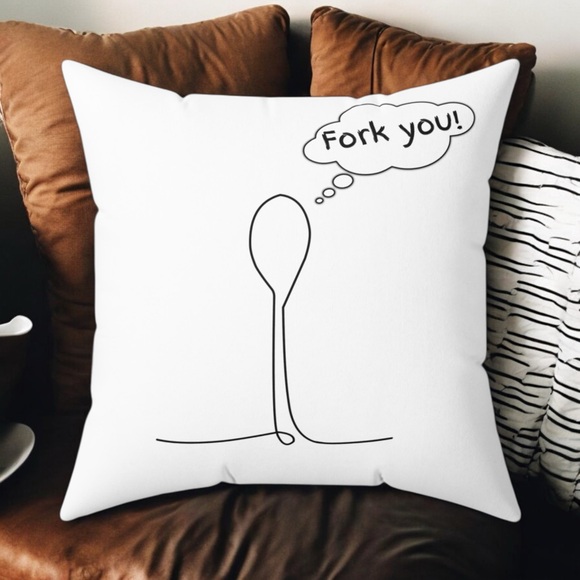 Fork You & Spoon You Double-Sided Pillow: 14x14 - Picture 3 of 3